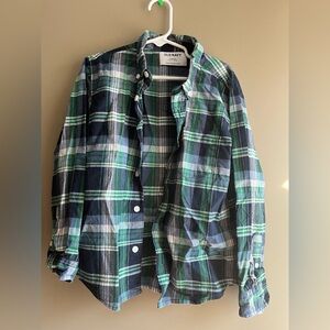 Old Navy Kids Blue and Green Plaid Button-Down Shirt
